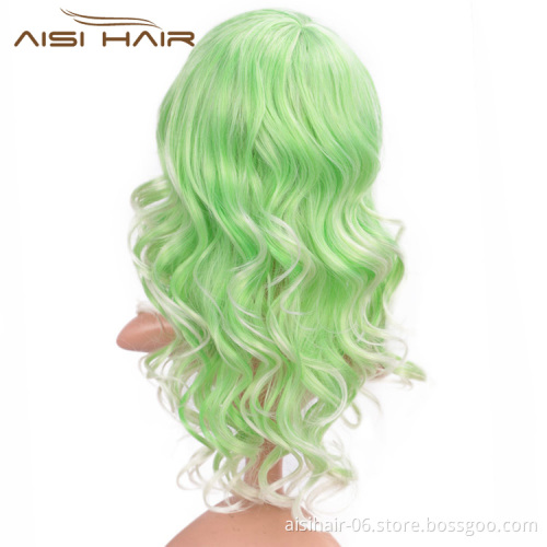 Aisi Hair High Temperature Fiber Synthetic Wigs For Black White Women Glueless Long Wavy Hair Cosplay Wigs